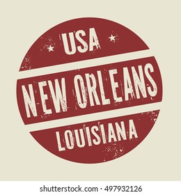 Grunge vintage round stamp with text New Orleans, Louisiana, vector illustration