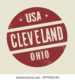 Grunge vintage round stamp with text Cleveland, Ohio, vector illustration