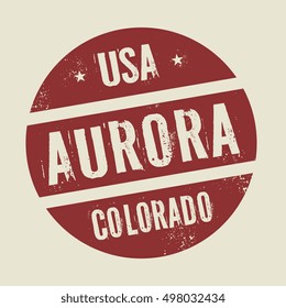 Grunge vintage round stamp with text Aurora, Colorado, vector illustration