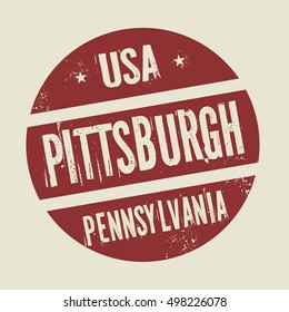 Grunge vintage round stamp with text Pittsburgh, PEnnsylvania, vector illustration