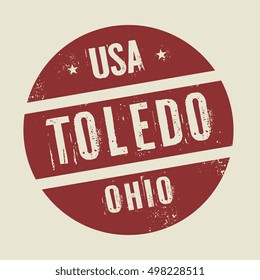 Grunge vintage round stamp with text Toledo, Ohio, vector illustration