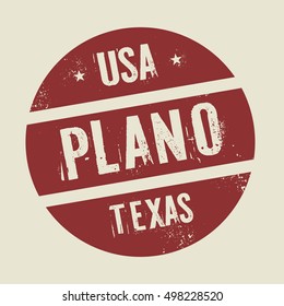 Grunge vintage round stamp with text Plano, Texas, vector illustration