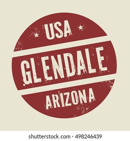 Grunge vintage round stamp with text Glendale, Arizona, vector illustration
