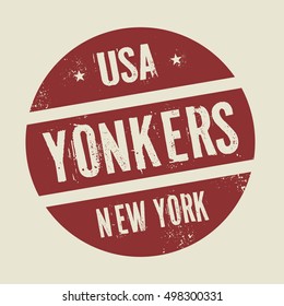 Grunge vintage round stamp with text Yonkers, New York, vector illustration