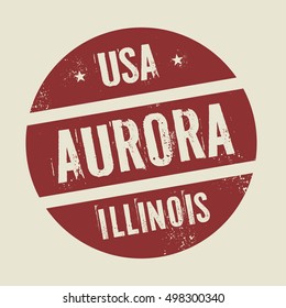 Grunge vintage round stamp with text Aurora, Illinois, vector illustration svg