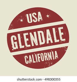 Grunge vintage round stamp with text Glendale, California, vector illustration