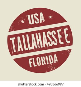 Grunge vintage round stamp with text Tallahassee, Florida, vector illustration