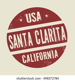 Grunge vintage round stamp with text Santa Clarita, California, vector illustration