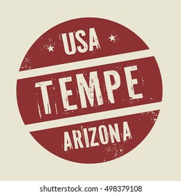 Grunge vintage round stamp with text Tempe, Arizona, vector illustration