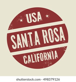 Grunge vintage round stamp with text Santa Rosa, California, vector illustration