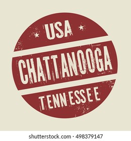 Grunge vintage round stamp with text Chattanooga, Tennessee, vector illustration