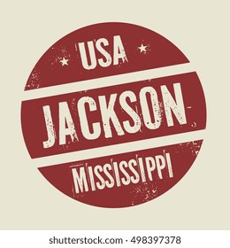 Grunge vintage round stamp with text Jackson, Mississippi, vector illustration