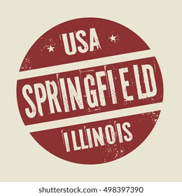 Grunge vintage round stamp with text Springfield, Illinois, vector illustration