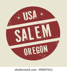 Grunge vintage round stamp with text Salem, Oregon, vector illustration