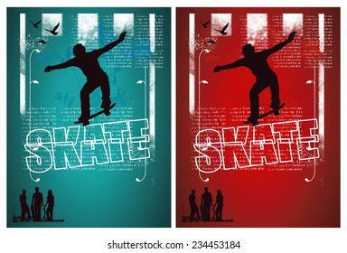 grunge and vintage skate poster with rider