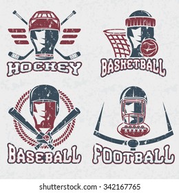 grunge vintage sport vector labels set