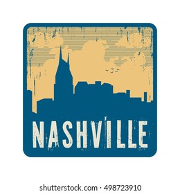 Grunge Vintage Stamp With Text Nashville, Vector Illustration