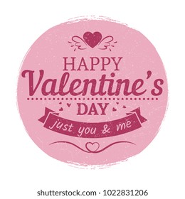 Grunge vintage valentines day label - love card template. Love valentine label, vintage greeting, card with decoration. Vector illustration
