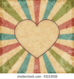 Grunge vintage wallpaper background with heart. Part of Valentines day set. Vector art.