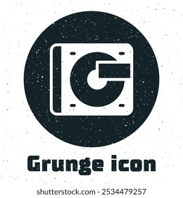 Grunge Vinyl player with a vinyl disk icon isolated on white background. Monochrome vintage drawing. Vector