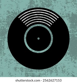 Grunge vinyl record icon. Record vinyl disc vintage background. Vector illustration