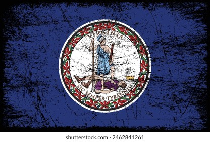 Grunge Virginia flag. Vector flag of Virginia.