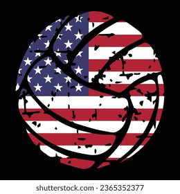 grunge volleyball with USA flag 