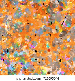 Grunge wall seamless texture. Splatter pattern. Brown, blue, beige, yellow colors. Abstract vector background for web page, banners, fabric, home decor, wrapping 