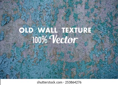 Grunge wall texture background. Vector illustration of blue painted stone wall/