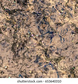 Grunge wall texture. Seamless texture from curved stripes and stains. Brown background for fabric, wrapping, home decor.