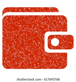 Grunge Wallet icon with grunge design and dust texture. Unclean vector red pictogram for rubber seal stamp imitations and watermarks. Draft emblem symbol.
