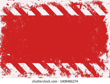 grunge warning background, red white stripes