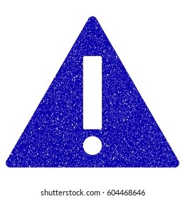 Grunge Warning rubber seal stamp watermark. Icon symbol with grunge design and scratched texture. Unclean vector blue emblem.