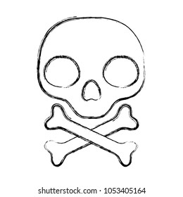 grunge warning skull and bones danger sign