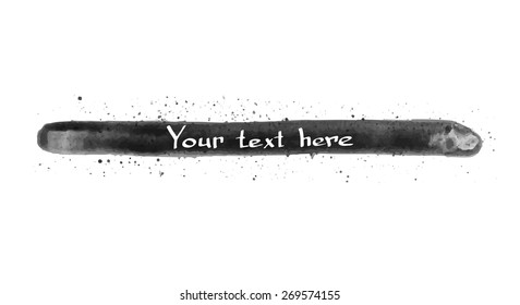 Grunge watercolor banner with splatter and space for your text/ Design element isolated on white background