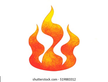 grunge watercolor  flame ,isolate white background