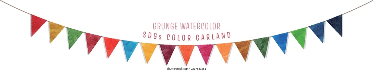 Grunge watercolor garland decoration (SDGs color)