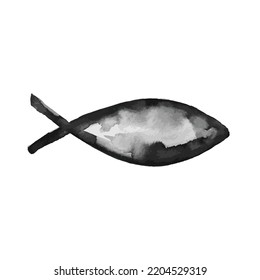 Grunge watercolor hand drawn fish. Vector illustration
