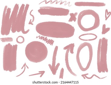 Grunge watercolor handdrawn pastel colorful set of splashes, flowers, ink stains, dots, circles, brush strokes. Ideal for stickers, print, collage and other creative projects.