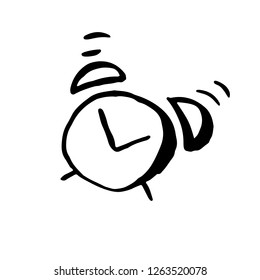 Grunge watercolor icon. Grunge alarm clock icon. Modern brush vector illustration.