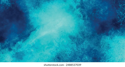 Grunge watercolor paint splash and stains background for making any design. Beautiful watercolor texture. Abstract blue-green watercolor cloud background.	