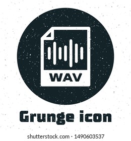 Grunge WAV file document. Download wav button icon isolated on white background. WAV waveform audio file format for digital audio riff files.  Vector Illustration