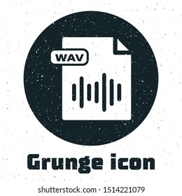 Grunge WAV file document. Download wav button icon isolated on white background. WAV waveform audio file format for digital audio riff files.  Vector Illustration