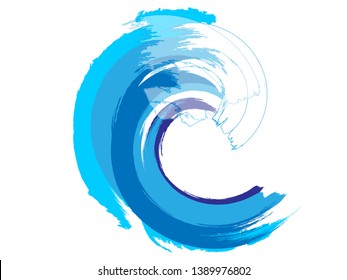 Grunge Wave Logo Element. Surfing Icon . Brush Stroke . Vector Illustration. 
