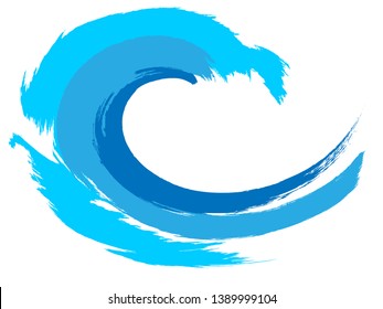 Grunge Wave Logo Element. Surfing Icon . Brush Stroke . Vector Illustration. 