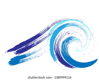 Grunge Wave Logo Element. Surfing Icon . Brush Stroke . Vector Illustration. 