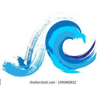 Grunge Wave Logo Element. Surfing Icon . Brush Stroke . Vector Illustration. 