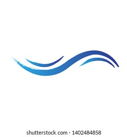 Grunge Wave Logo Element. Surfing Icon . Brush Stroke . Vector Illustration. 