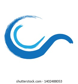 Grunge Wave Logo Element. Surfing Icon . Brush Stroke . Vector Illustration. 