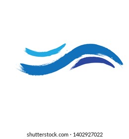 Grunge Wave Logo Element. Surfing Icon . Brush Stroke . Vector Illustration. 